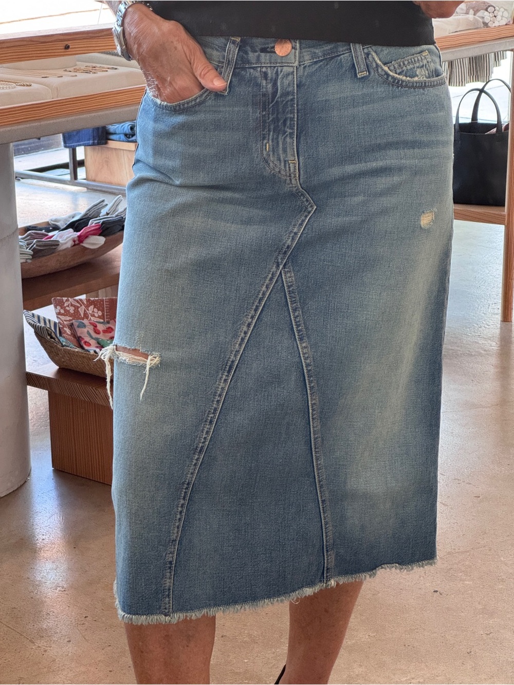 Current Elliot La Jupe Midi Denim Skirt